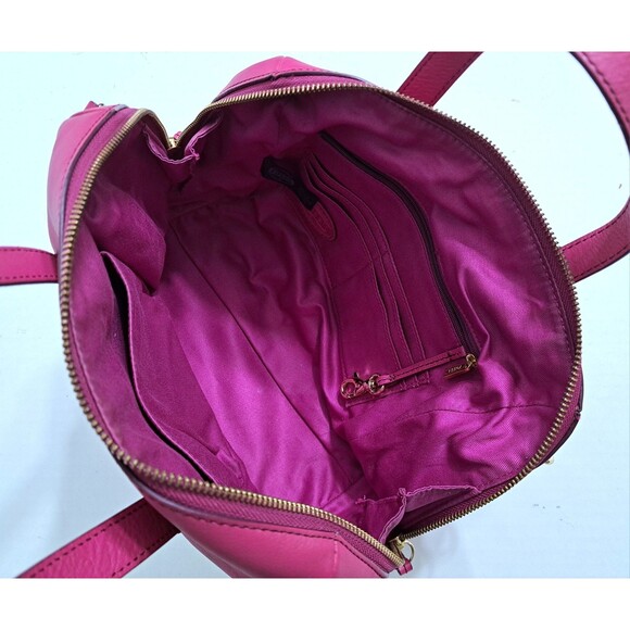 Fossil Sydney Satchel Crossbody Leather Handbag Pink Magenta Purse - Picture 6 of 7